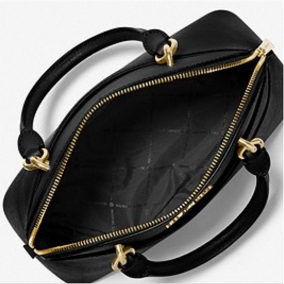 Michael Kors Jet Set Travel Medium Saffiano Leather Dome Satchel Black - Picture 13 of 16